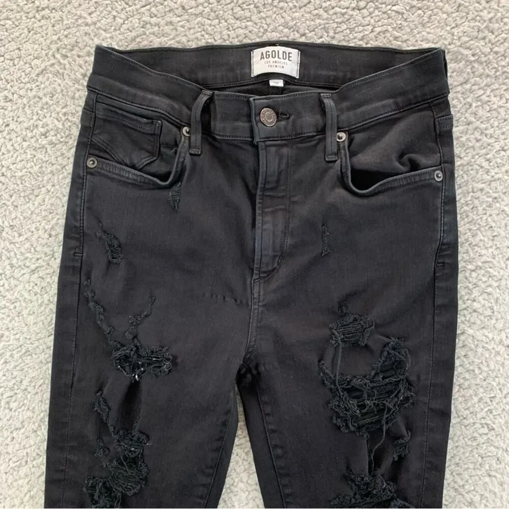 AGOLDE Sophie High Waist Distressed Skinny Jeans In Moonstruck Women Size: 28 - Picture 3 of 15